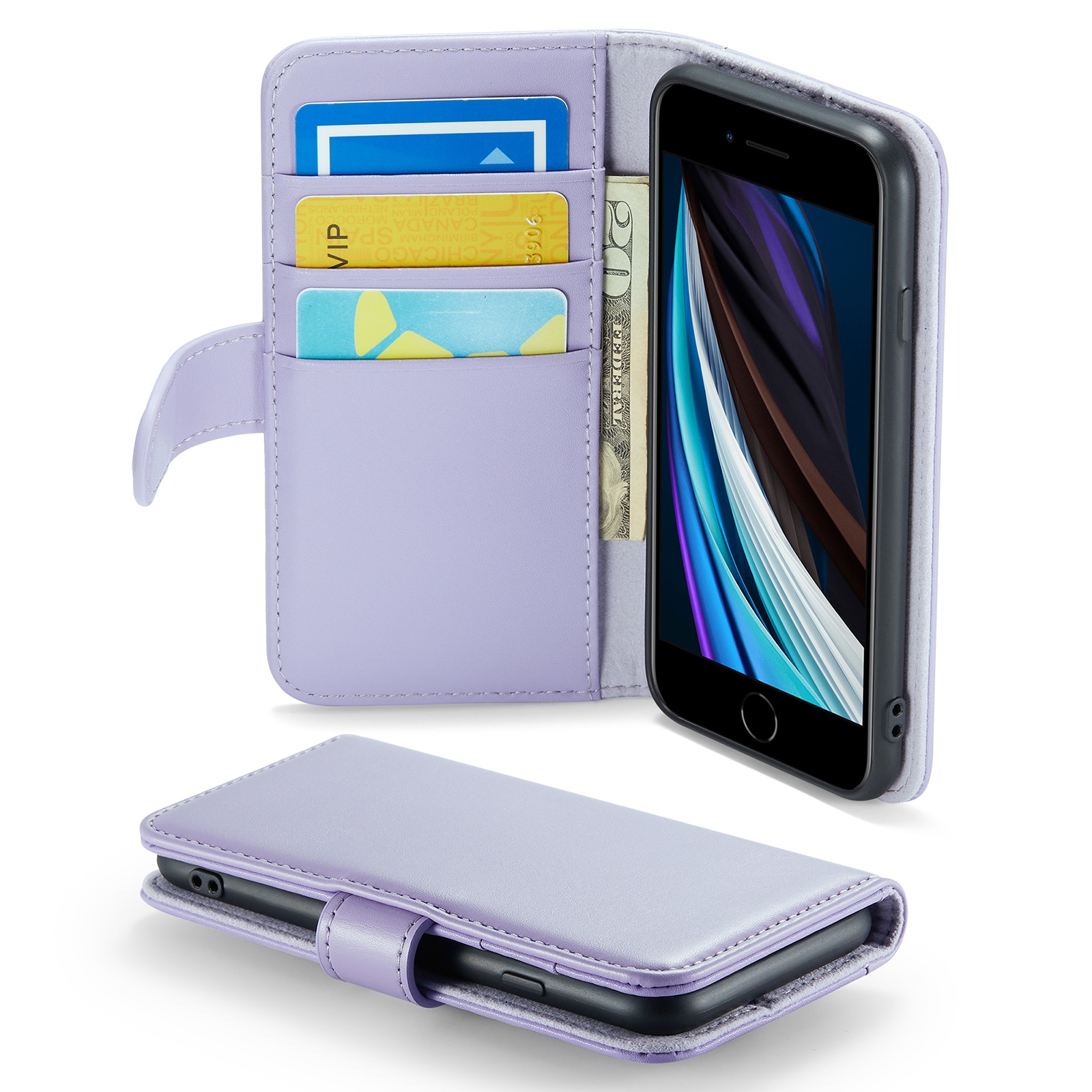 iPhone 7 Echt lederen hoesje Paars