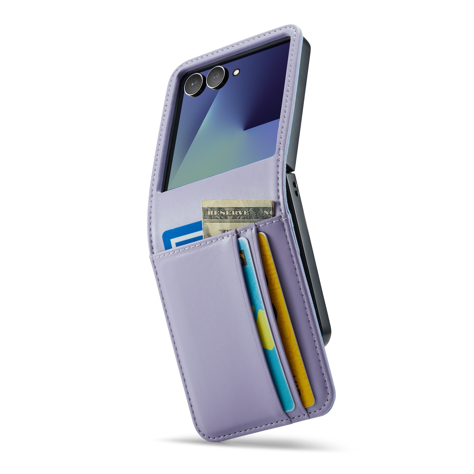 Samsung Galaxy Z Flip 7 Echt lederen hoesje Paars