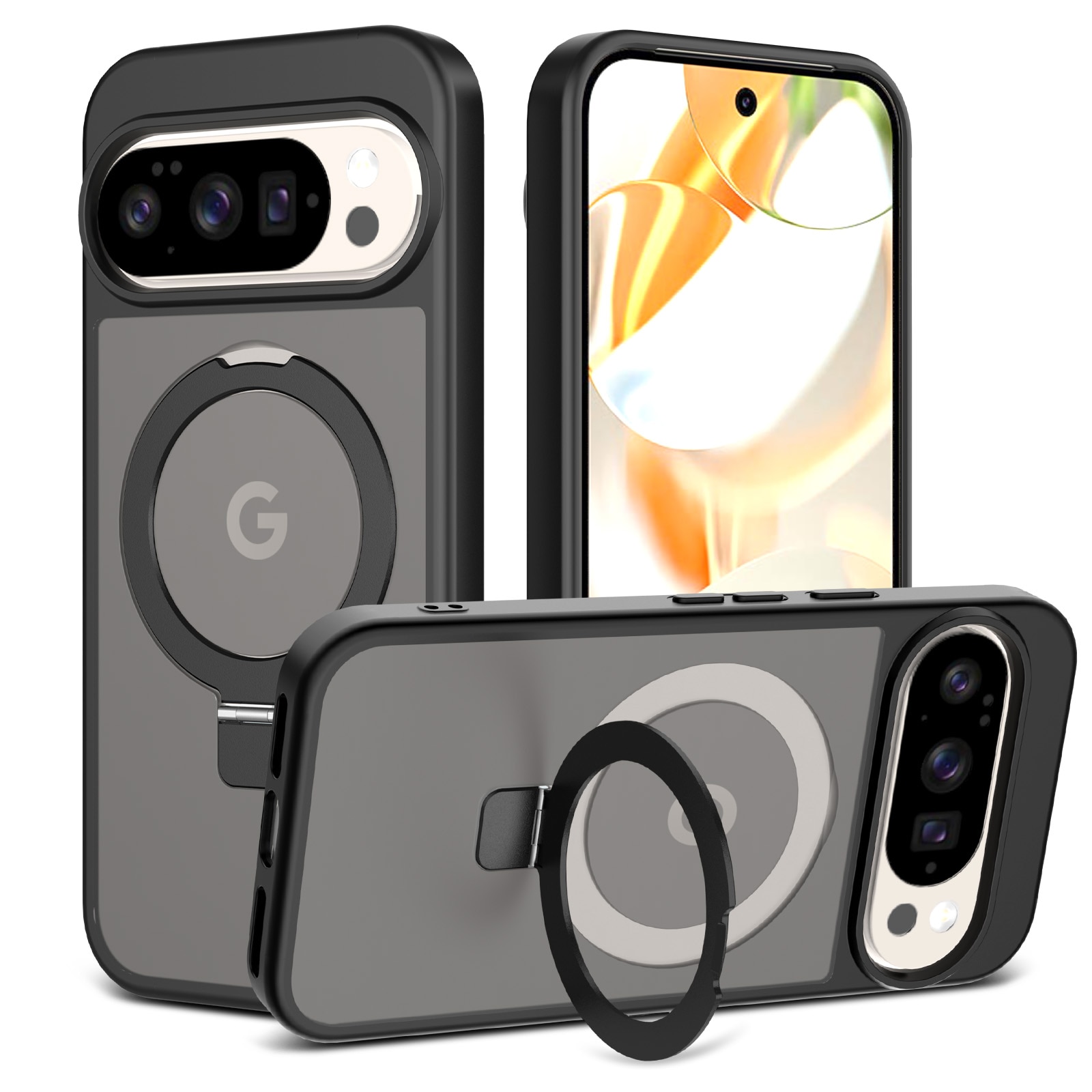 Google Pixel 9 Hybridcase Magnetic Ring Zwart