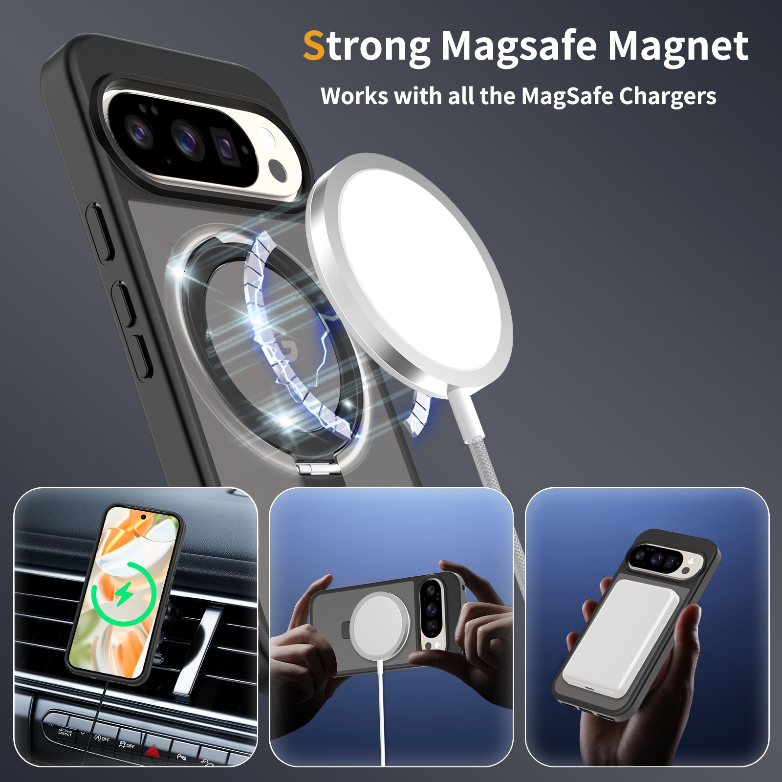 Google Pixel 9 Hybridcase Magnetic Ring Zwart