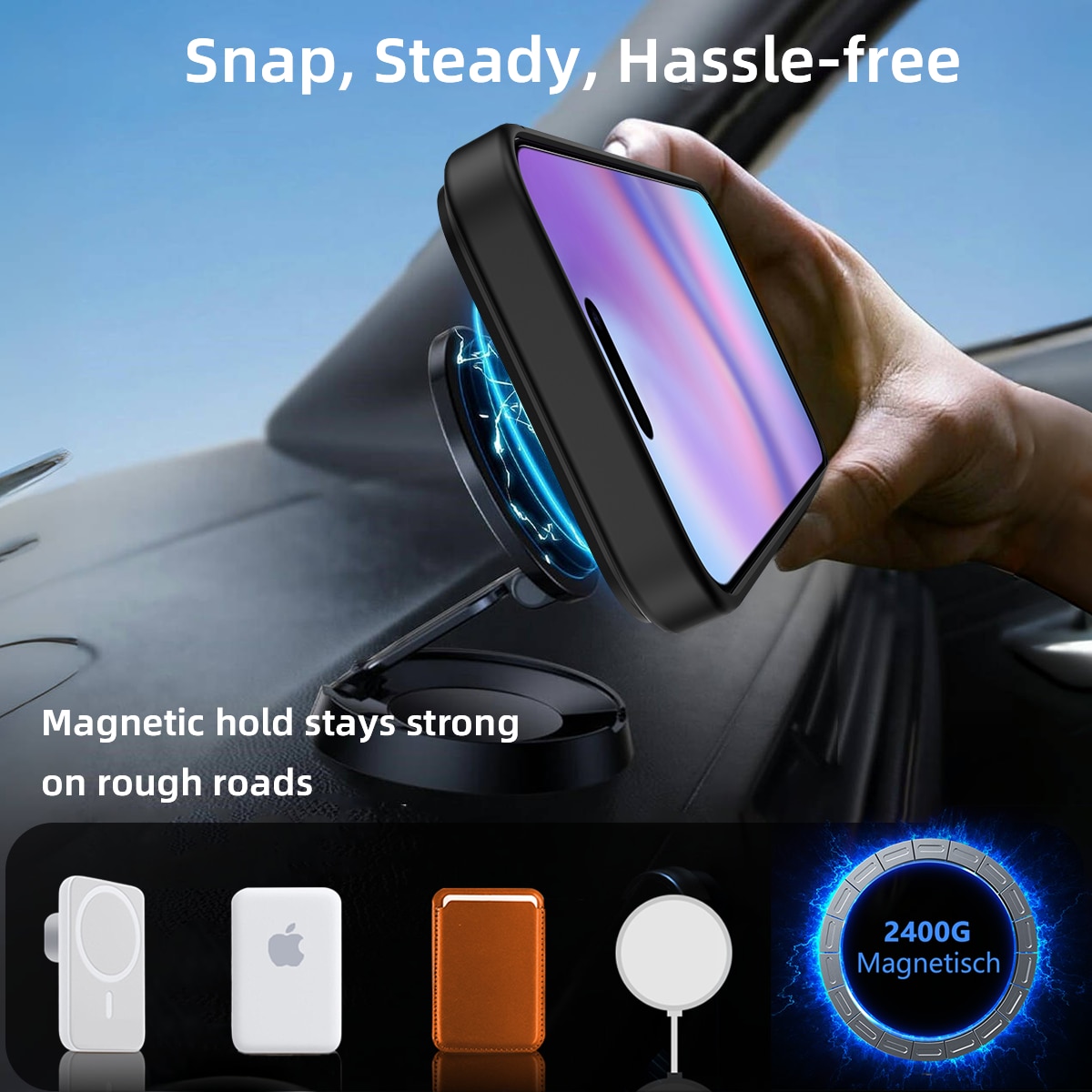 iPhone 17 Pro Magnetisch hoesje met standaard Zwart