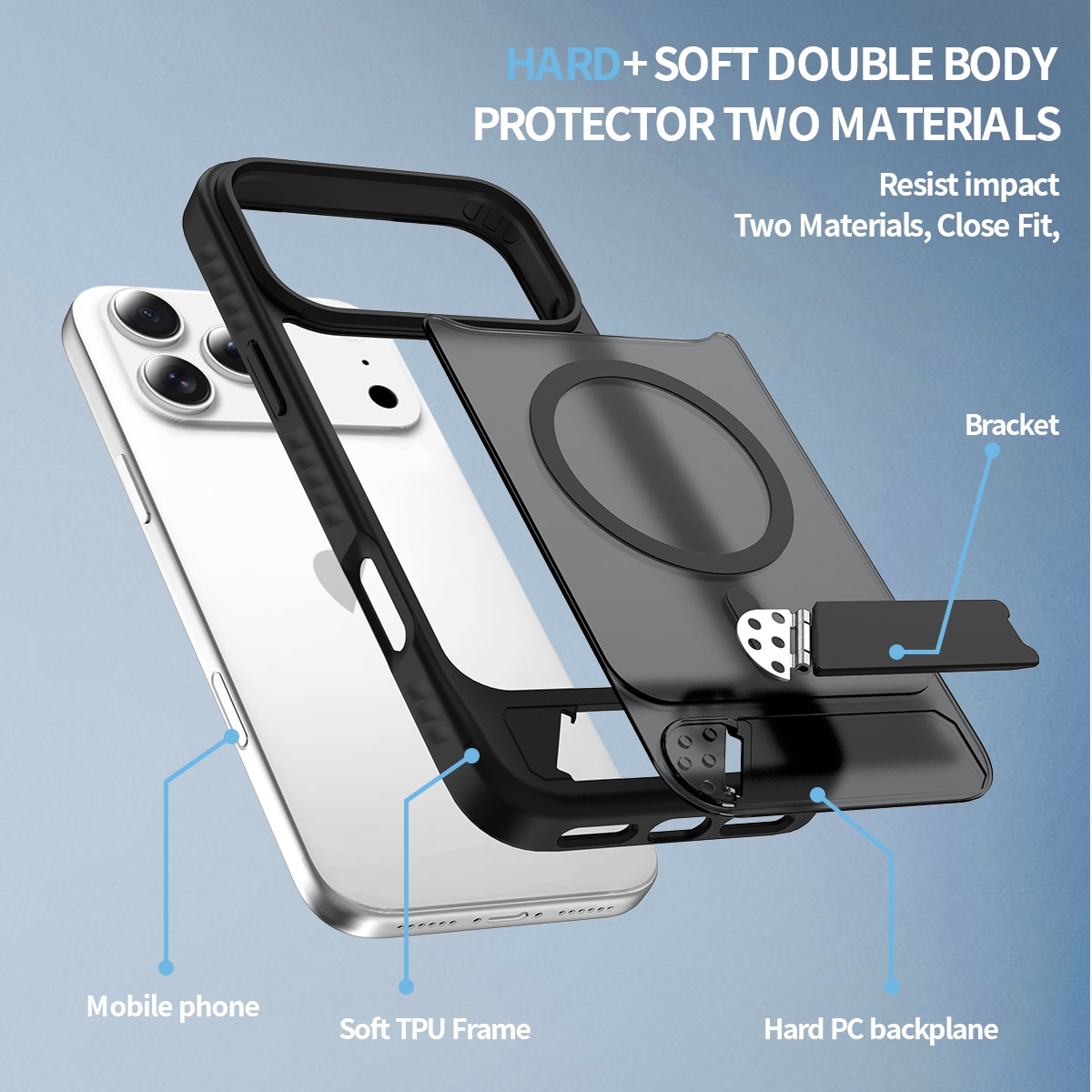 iPhone 17 Pro Magnetisch hoesje met standaard Zwart