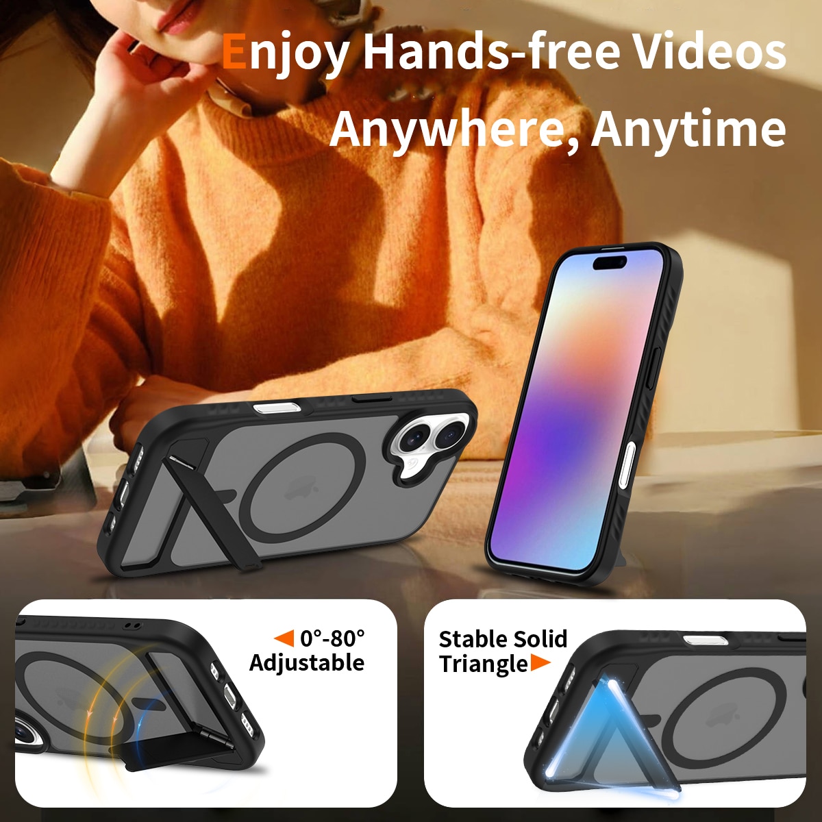 iPhone 17 Magnetisch hoesje met standaard Zwart