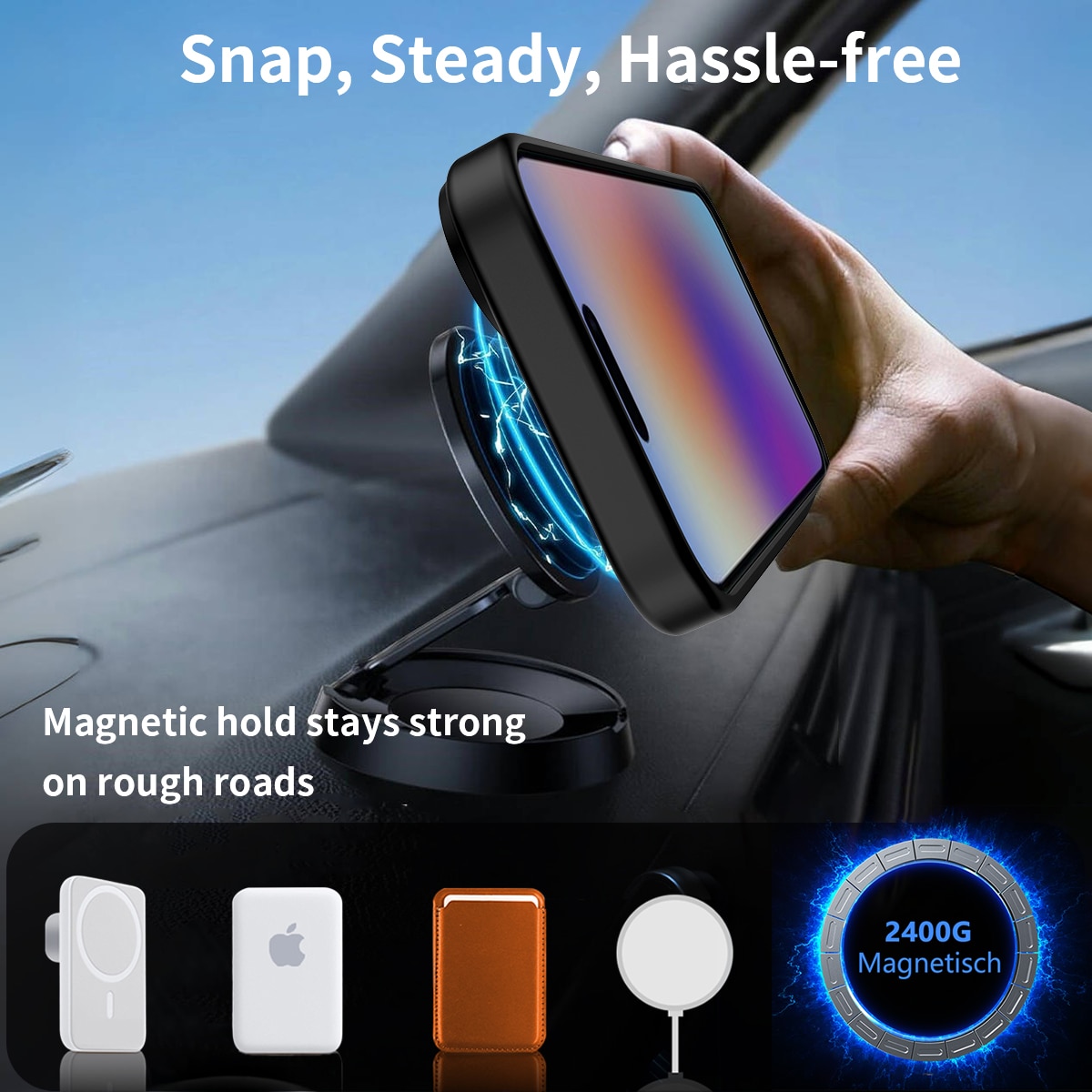 iPhone 17 Magnetisch hoesje met standaard Zwart