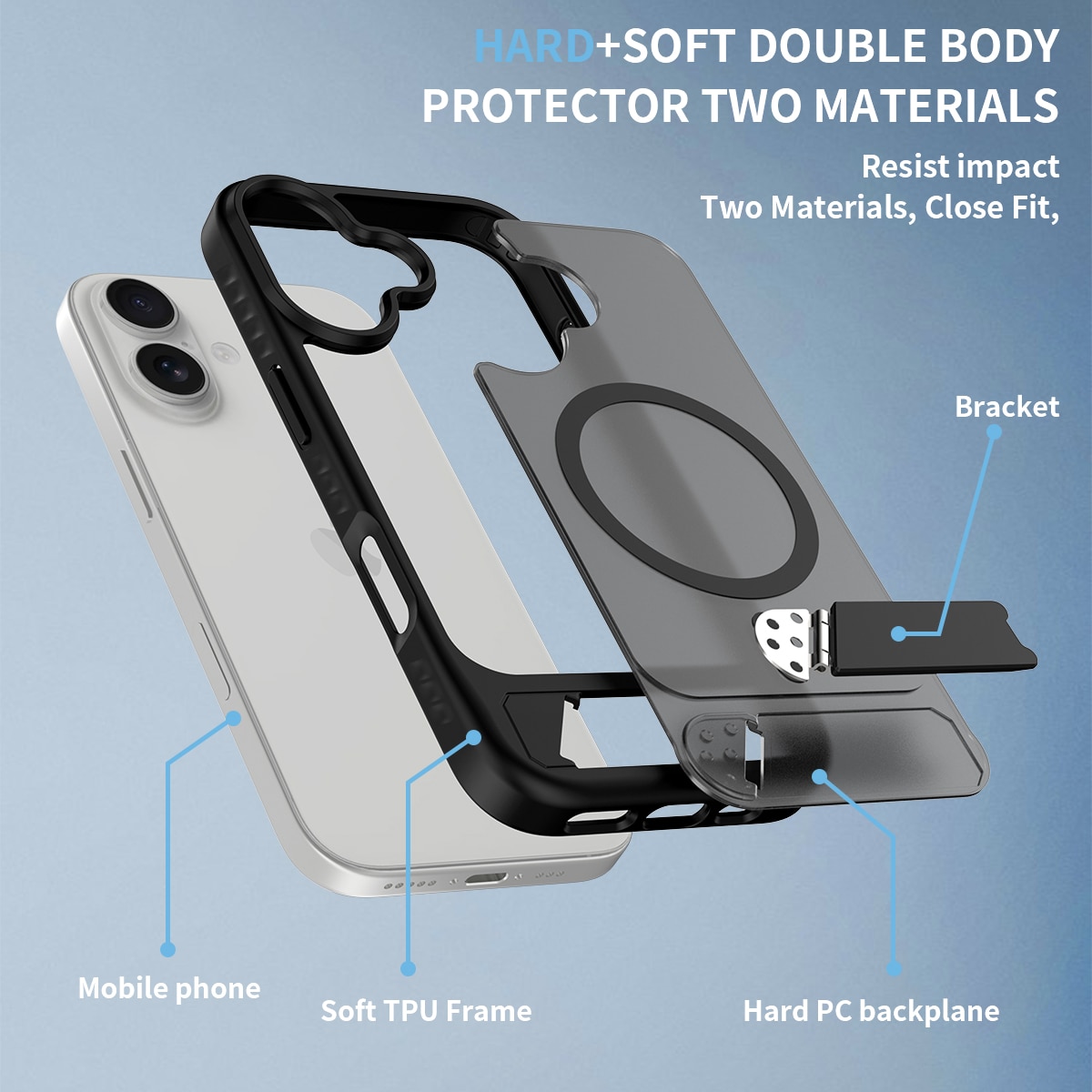 iPhone 17 Magnetisch hoesje met standaard Zwart