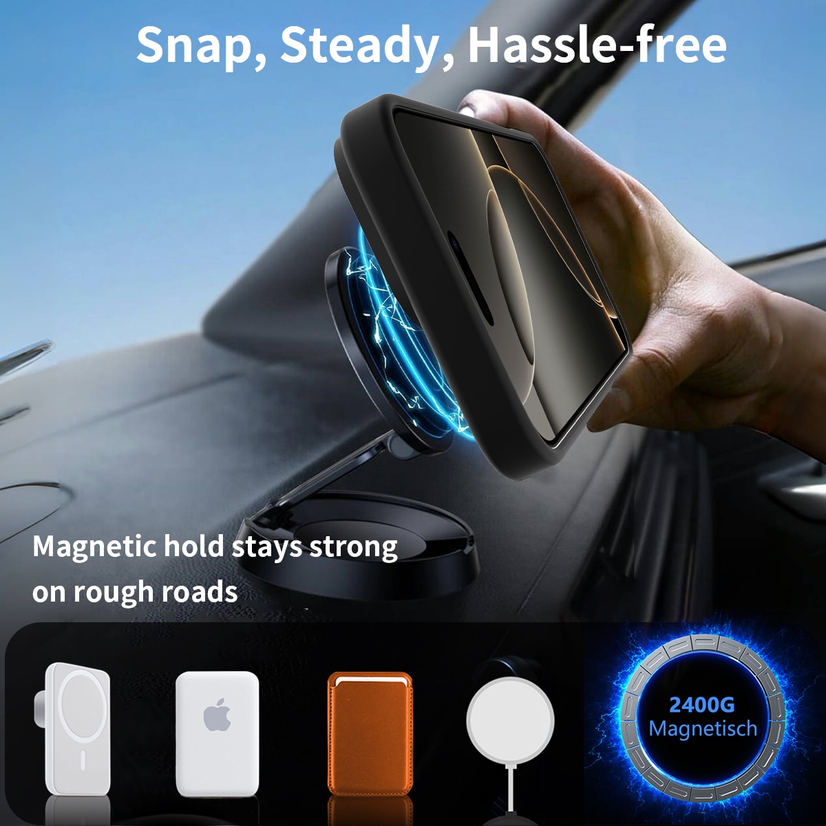 iPhone 17 Magnetisch hoesje met standaard Zwart