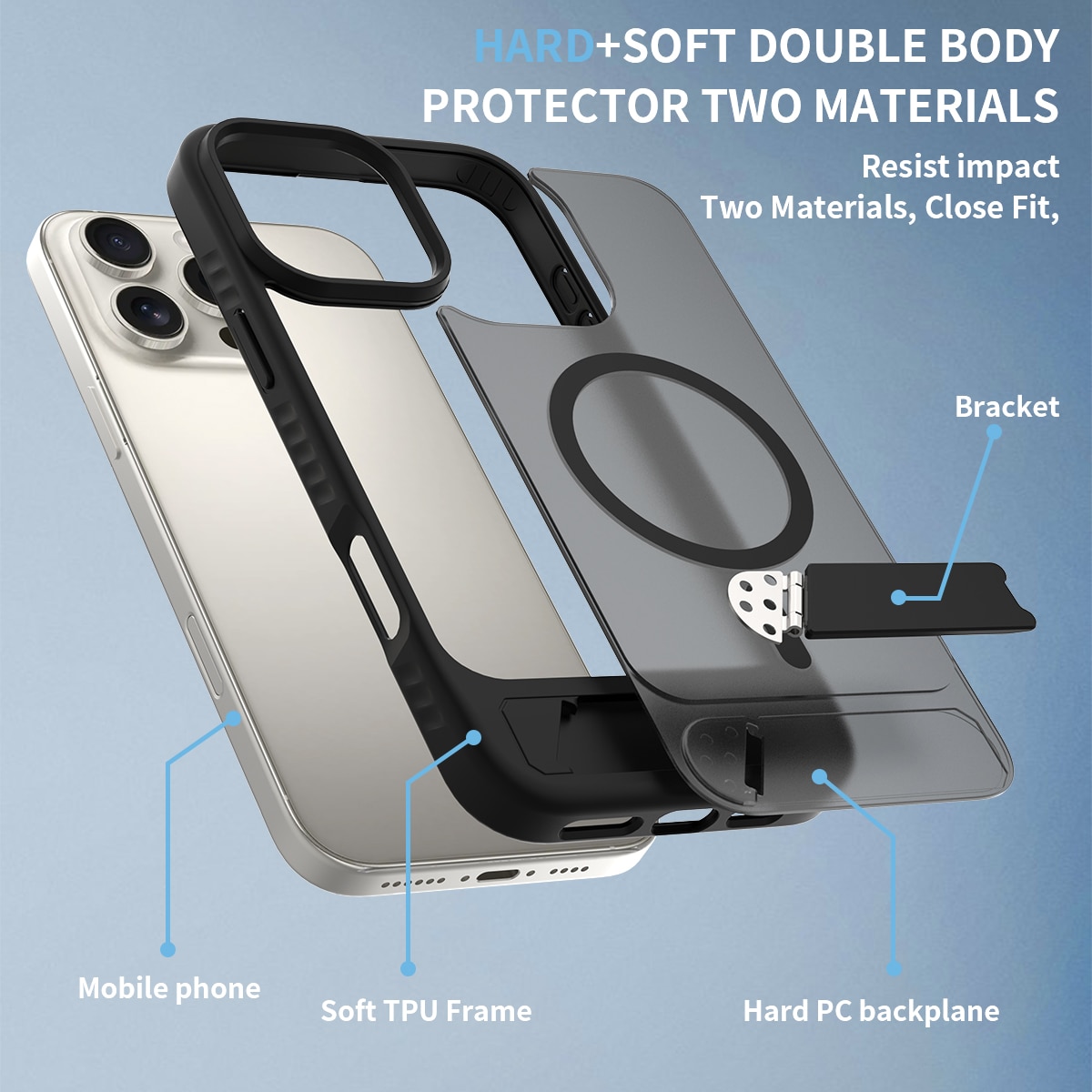 iPhone 17 Magnetisch hoesje met standaard Zwart