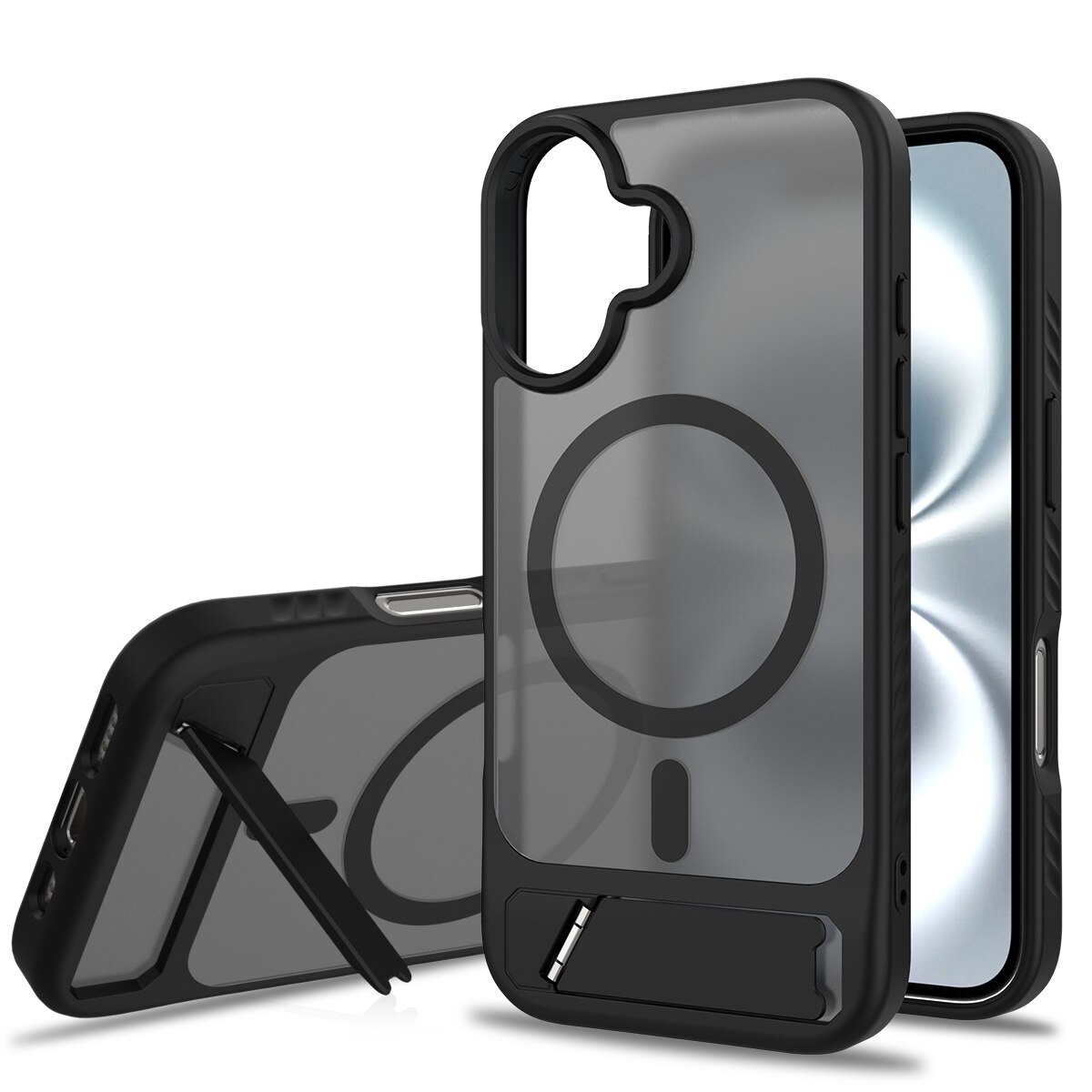 iPhone 16 Magnetisch hoesje met standaard Zwart