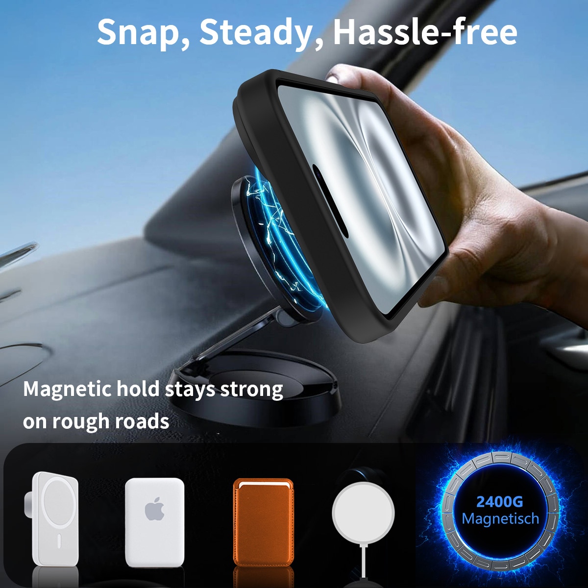 iPhone 16 Magnetisch hoesje met standaard Zwart