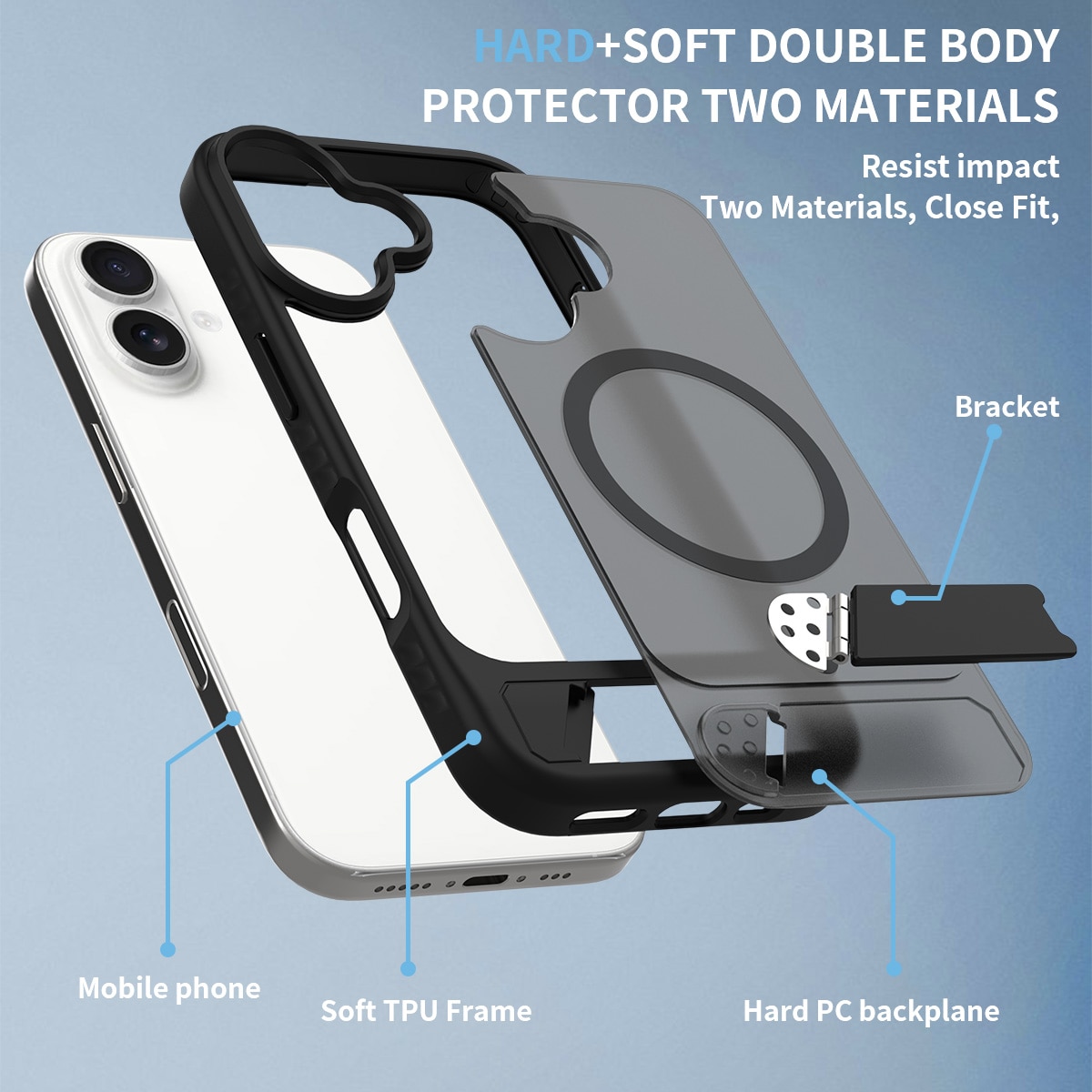 iPhone 16 Magnetisch hoesje met standaard Zwart