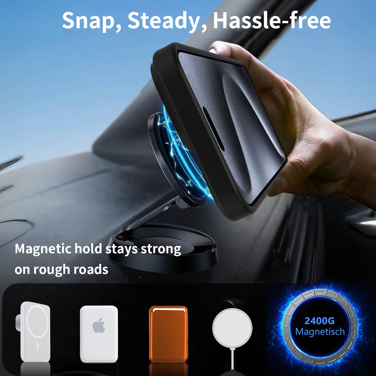 iPhone 15 Pro Max Magnetisch hoesje met standaard Zwart