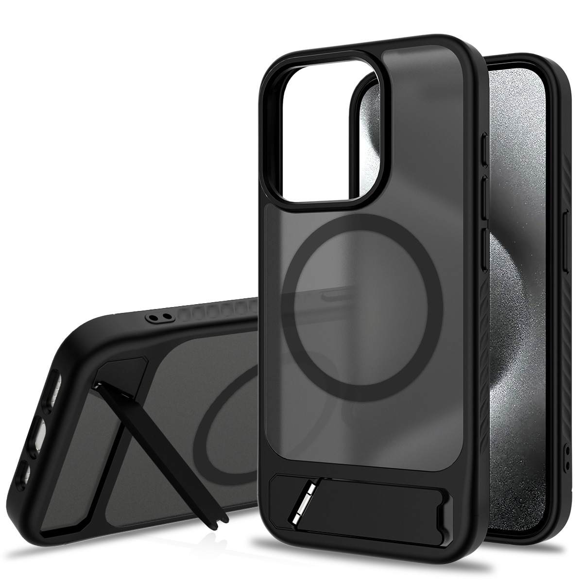 iPhone 15 Pro Magnetisch hoesje met standaard Zwart