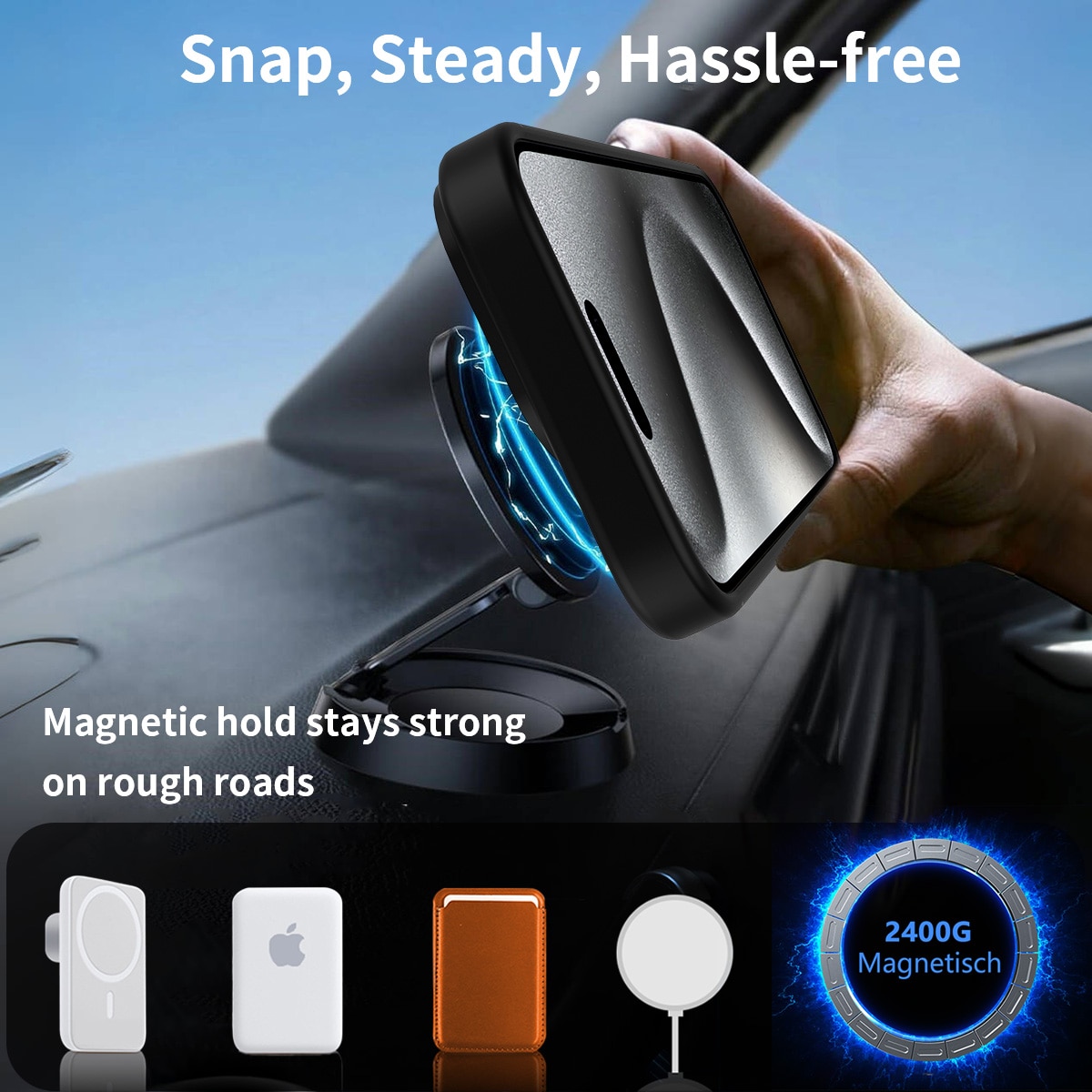 iPhone 15 Pro Magnetisch hoesje met standaard Zwart