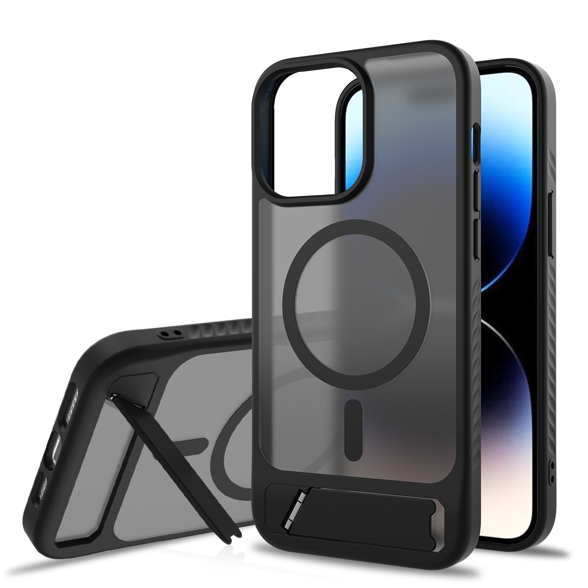 iPhone 14 Pro Max Magnetisch hoesje met standaard Zwart