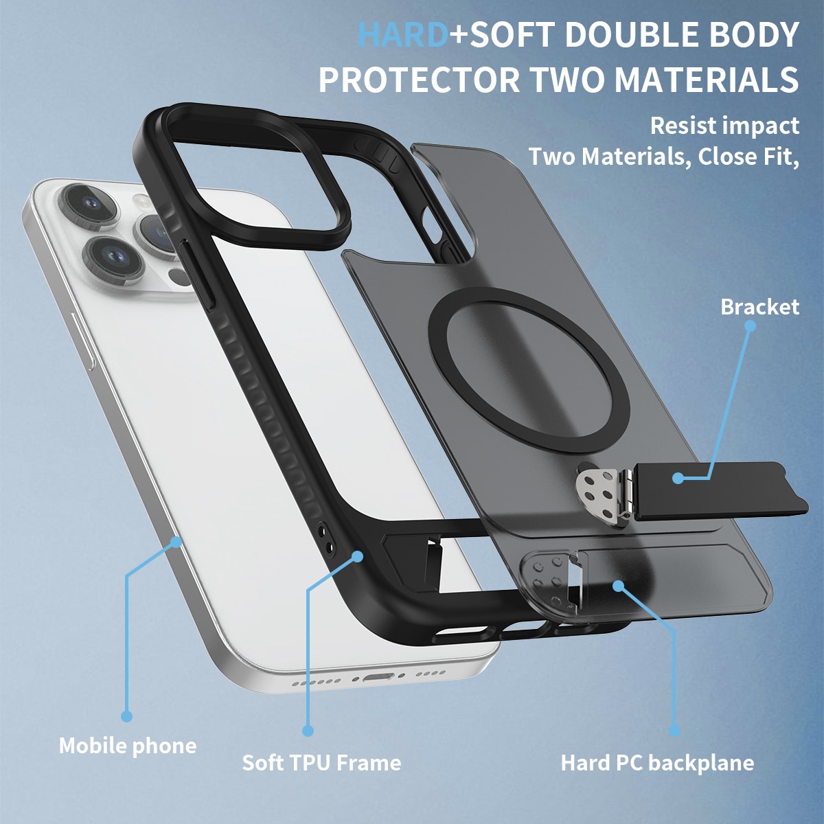 iPhone 14 Pro Max Magnetisch hoesje met standaard Zwart