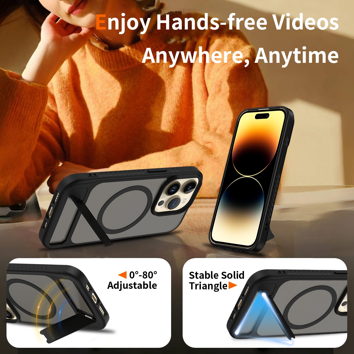 iPhone 14 Pro Magnetisch hoesje met standaard Zwart