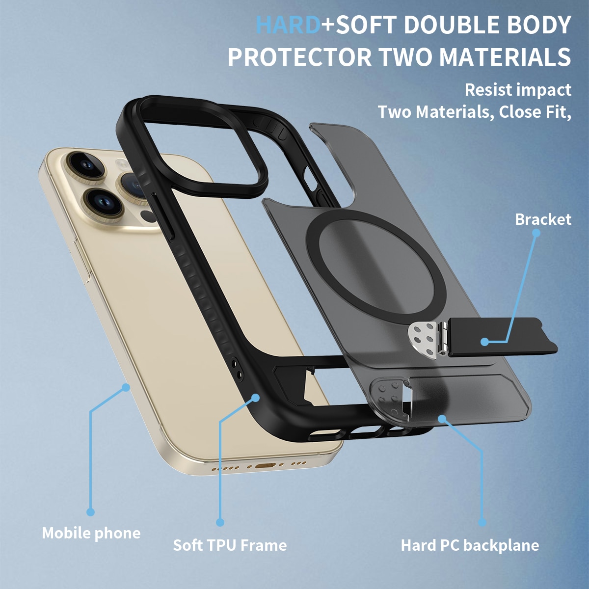 iPhone 14 Pro Magnetisch hoesje met standaard Zwart