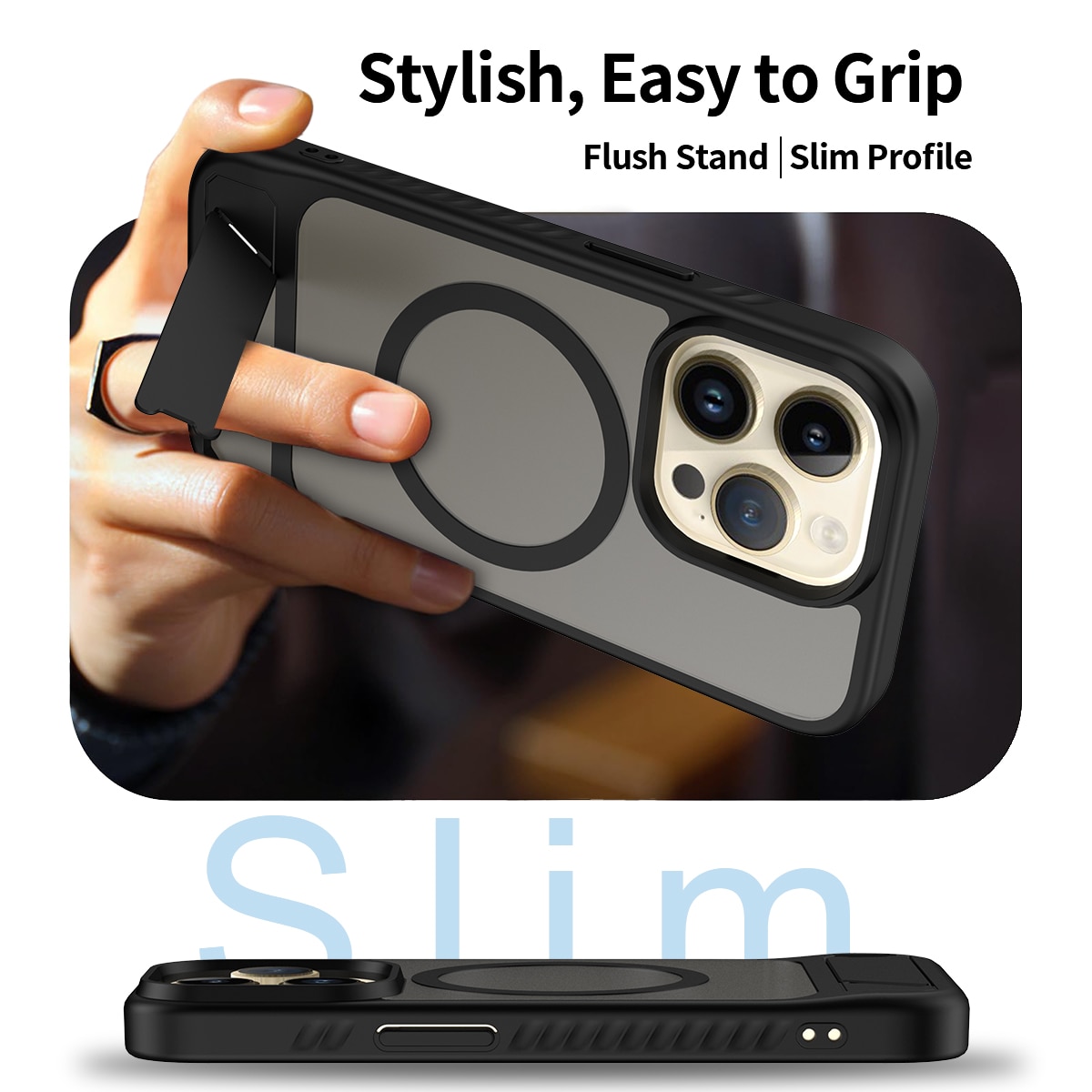 iPhone 14 Pro Magnetisch hoesje met standaard Zwart
