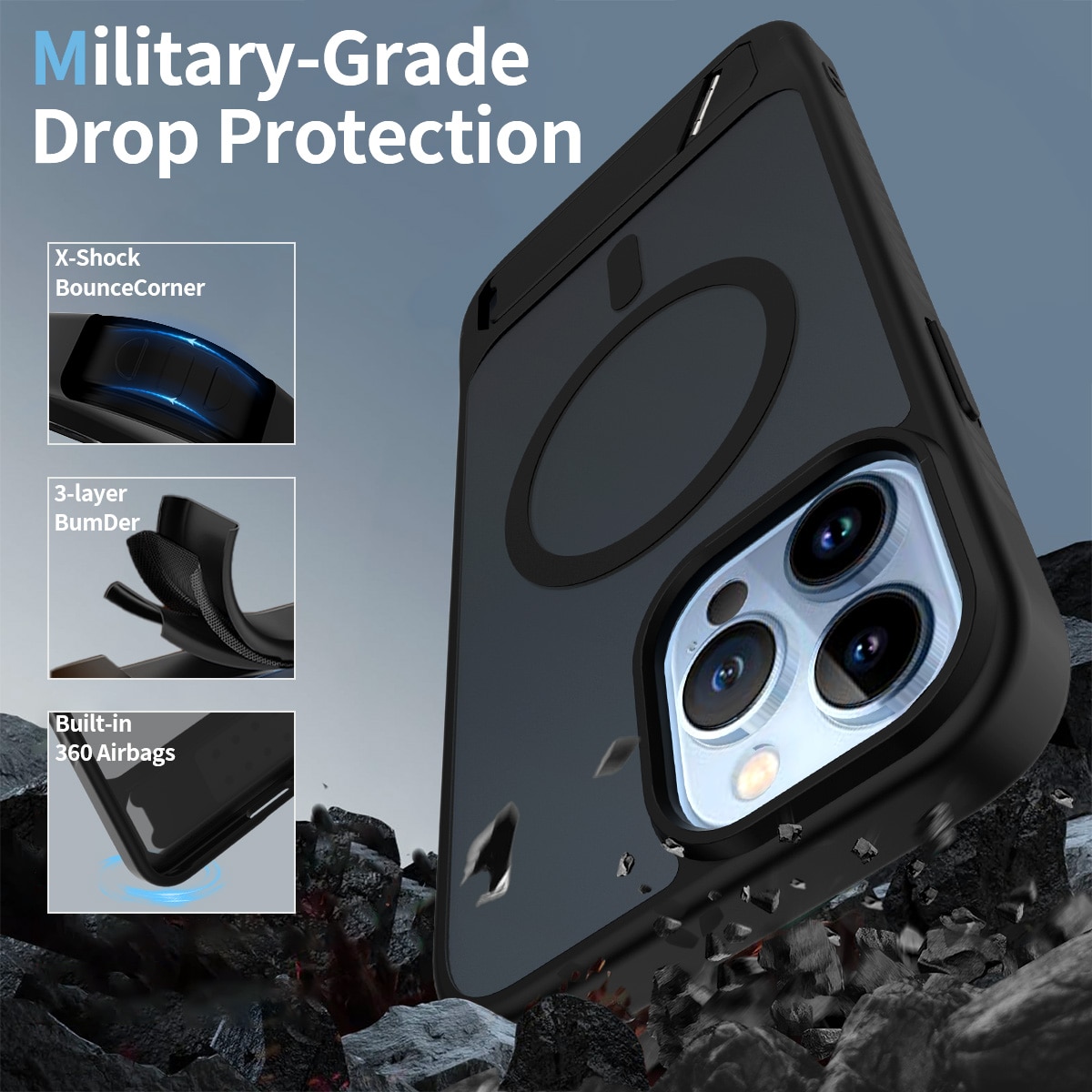 iPhone 13 Pro Max Magnetisch hoesje met standaard Zwart