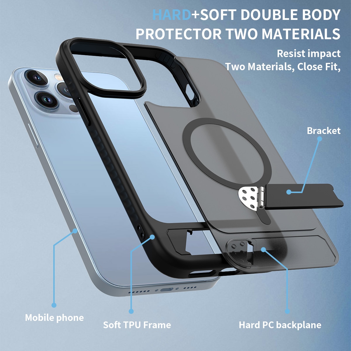iPhone 13 Pro Max Magnetisch hoesje met standaard Zwart
