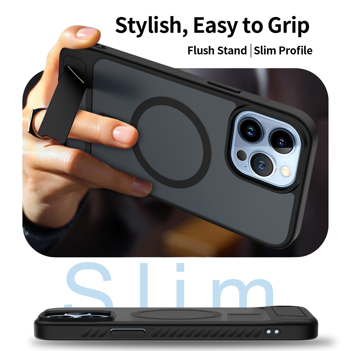 iPhone 13 Pro Max Magnetisch hoesje met standaard Zwart