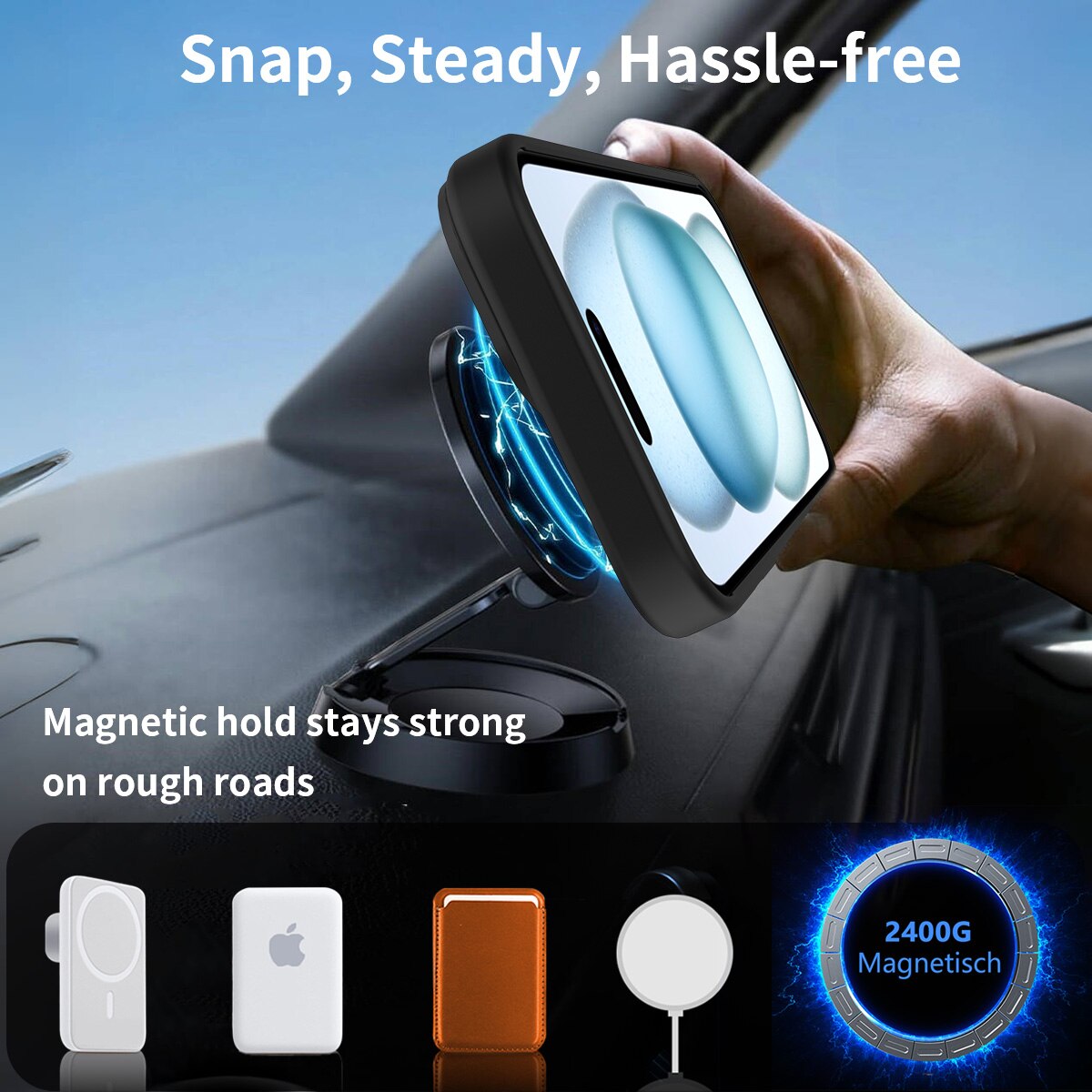 iPhone 15 Magnetisch hoesje met standaard Zwart