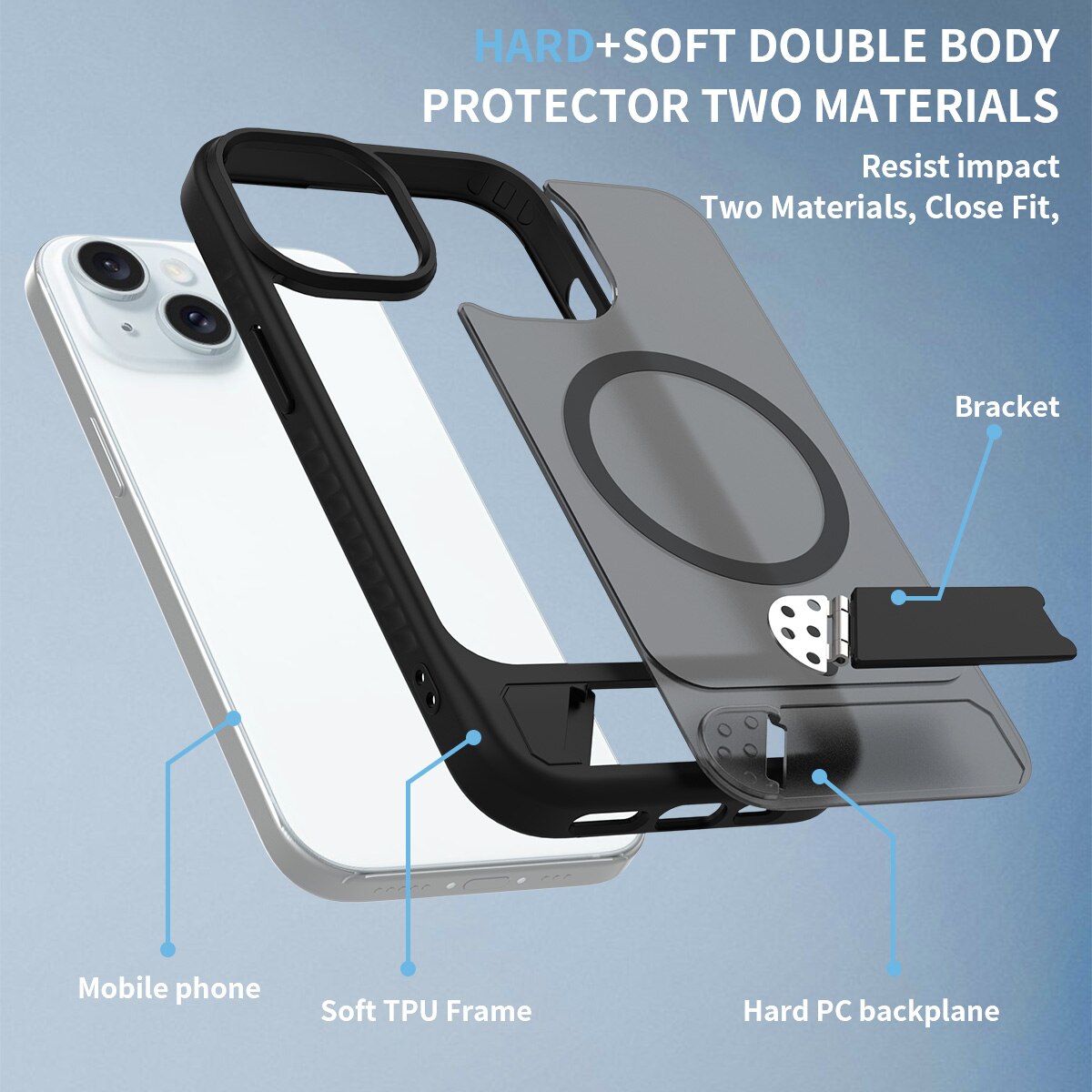 iPhone 15 Magnetisch hoesje met standaard Zwart