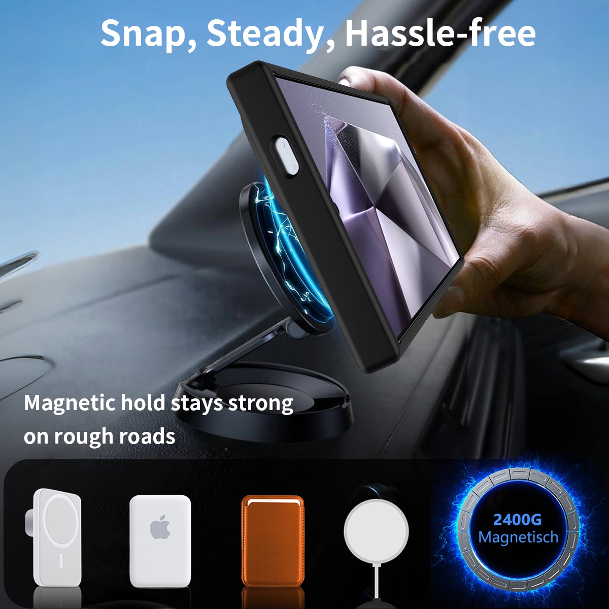 Samsung Galaxy S24 Ultra Magnetisch hoesje met standaard Zwart