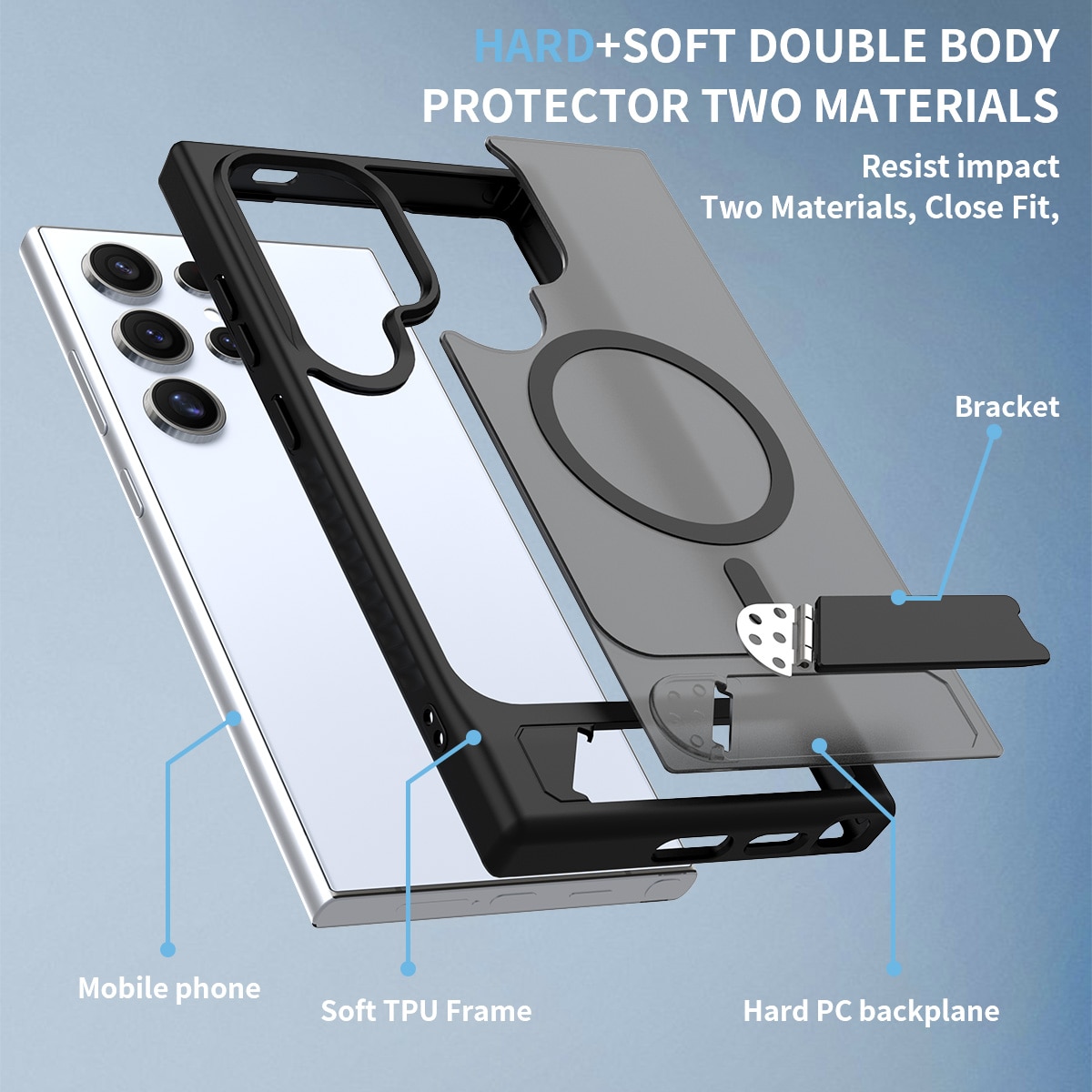 Samsung Galaxy S24 Ultra Magnetisch hoesje met standaard Zwart