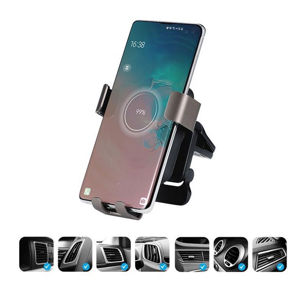 JR-ZS243 Vent Car Mount Wireless Charger Zwart