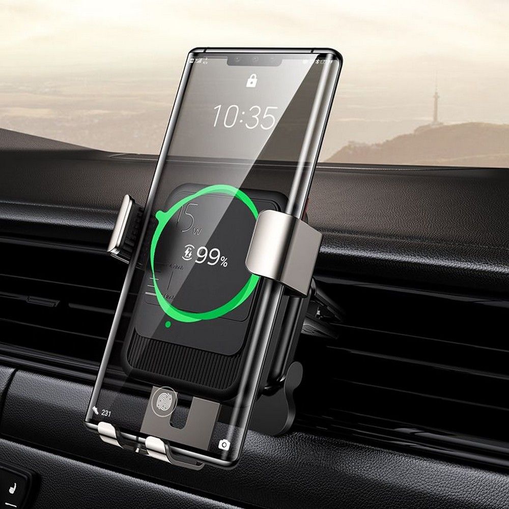 JR-ZS243 Vent Car Mount Wireless Charger Zwart