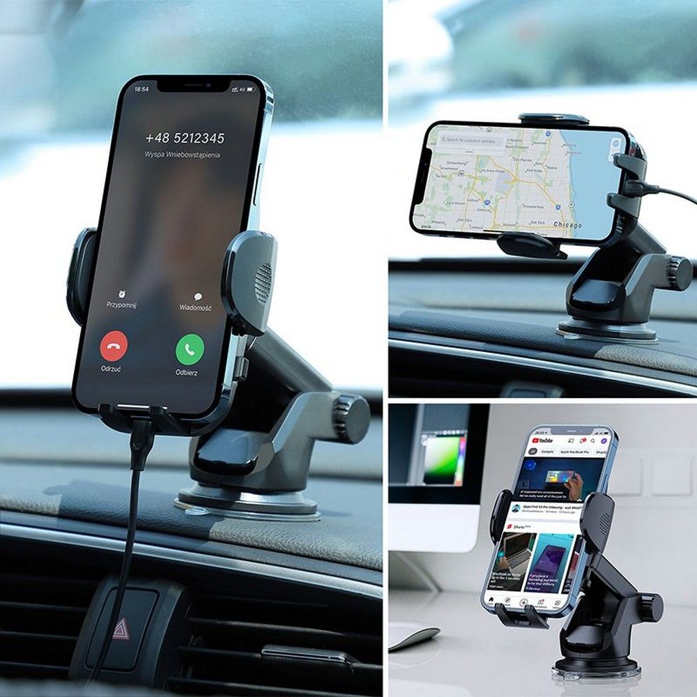 JR-ZS259 Dashboard Mechanical Car Phone Holder Zwart