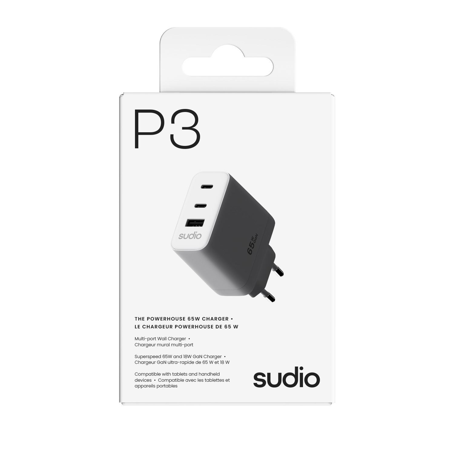 P3 Wadlander 65W 2 x USB-C + USB-A Wit