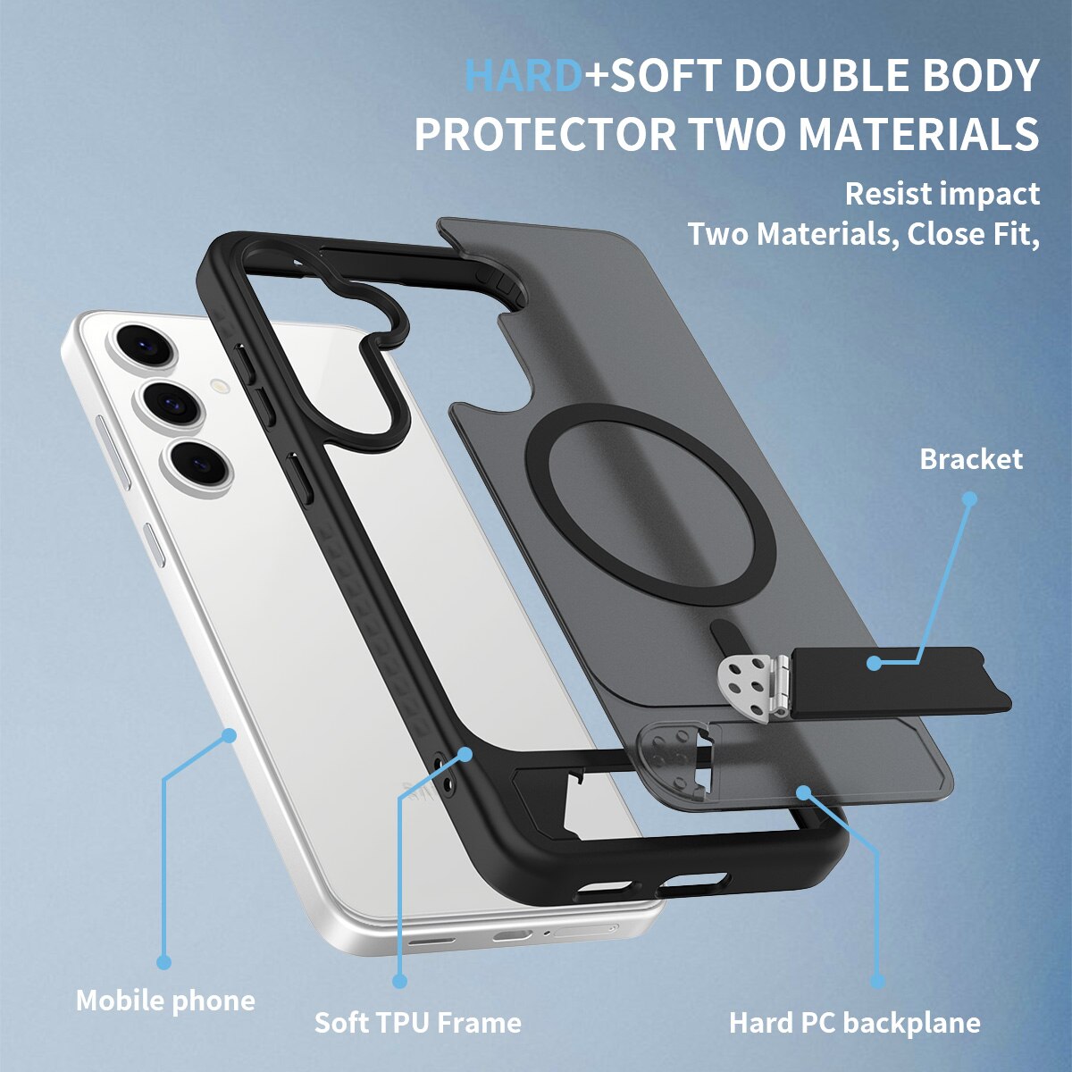Samsung Galaxy S25 FE Magnetisch hoesje met standaard Zwart