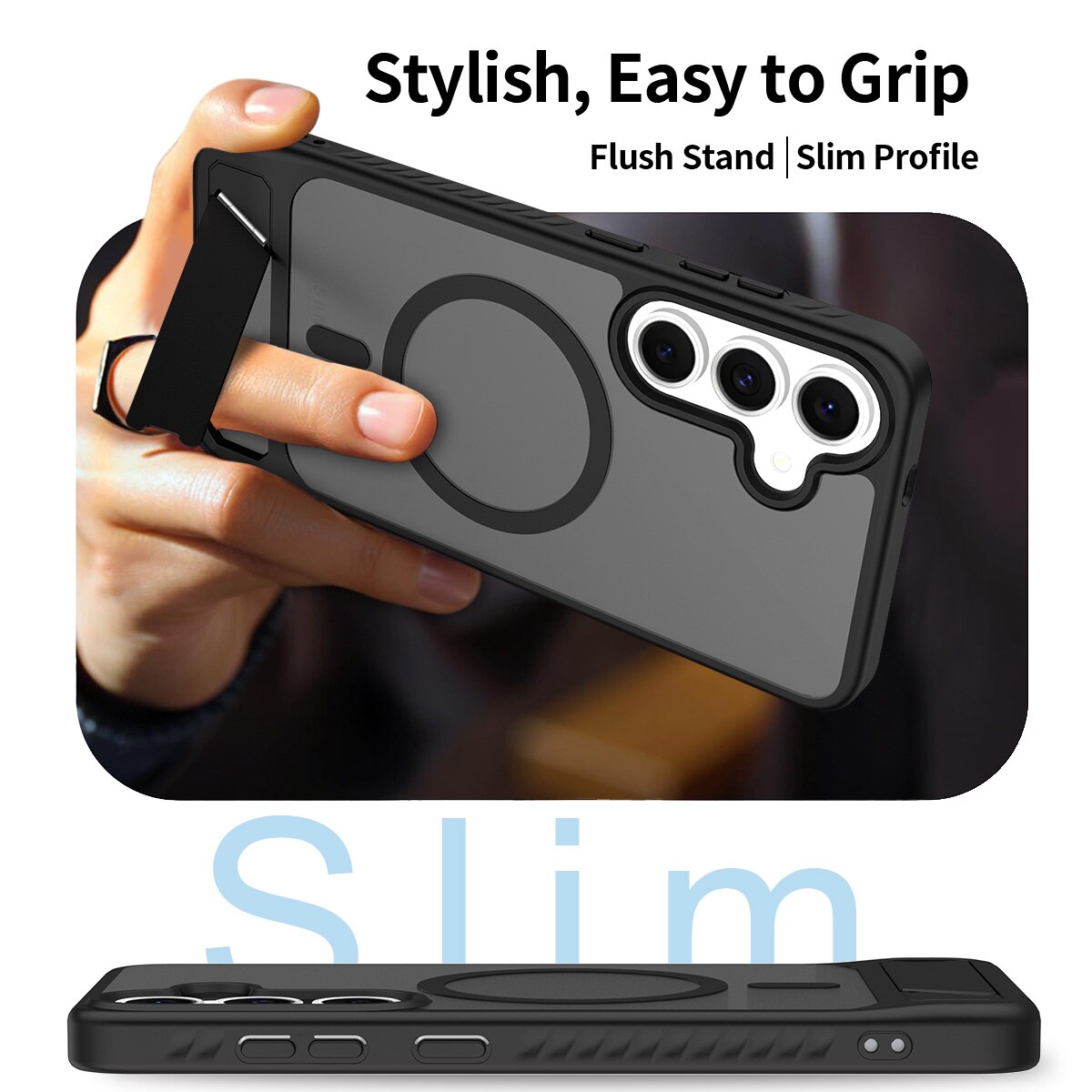 Samsung Galaxy S25 FE Magnetisch hoesje met standaard Zwart
