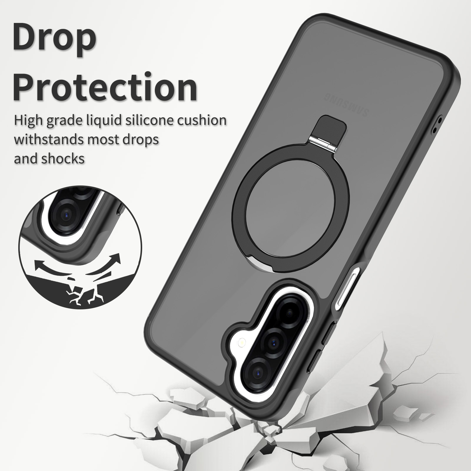 Samsung Galaxy A17 Hybridcase Magnetic Ring Zwart