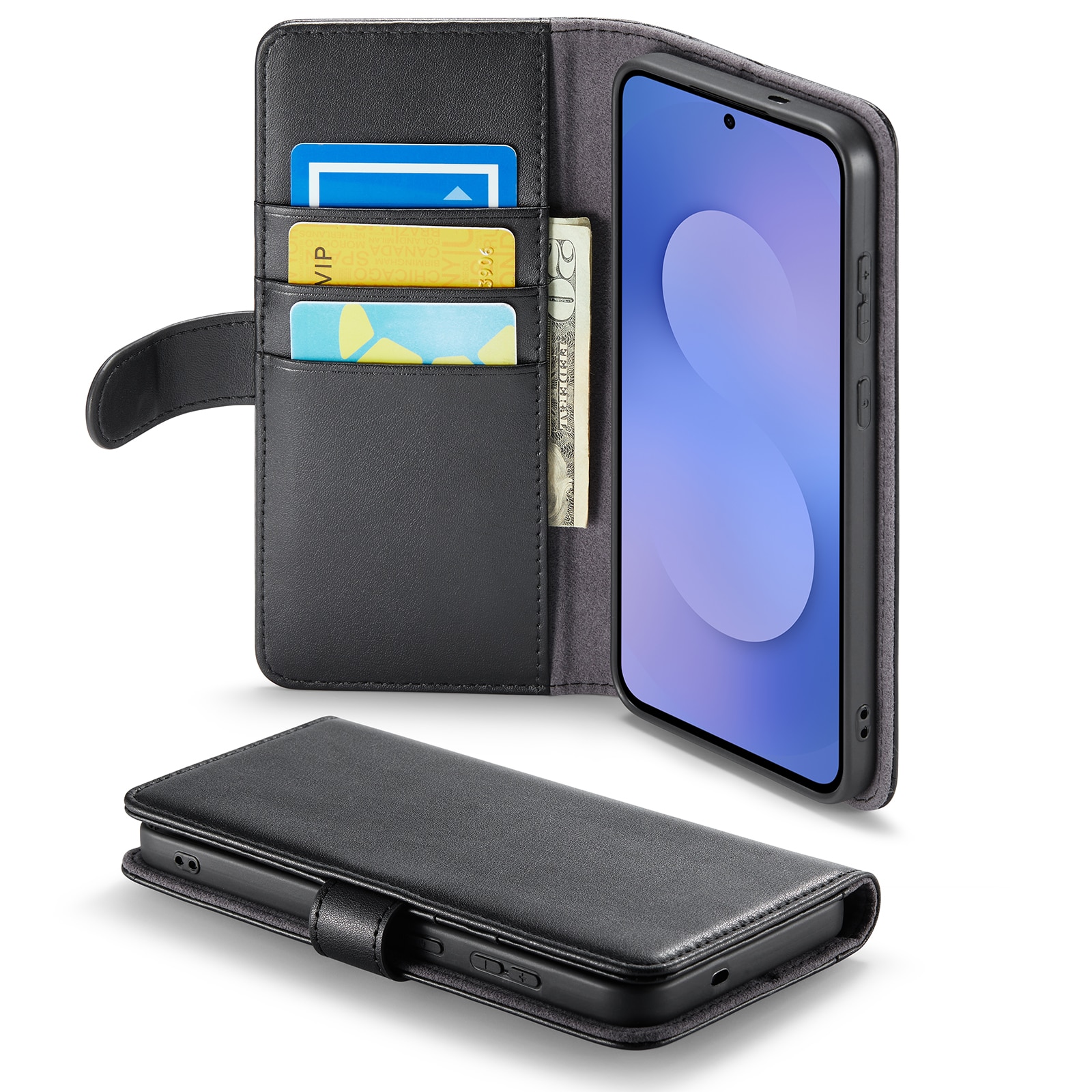 Samsung Galaxy S25 FE Echt lederen hoesje Zwart