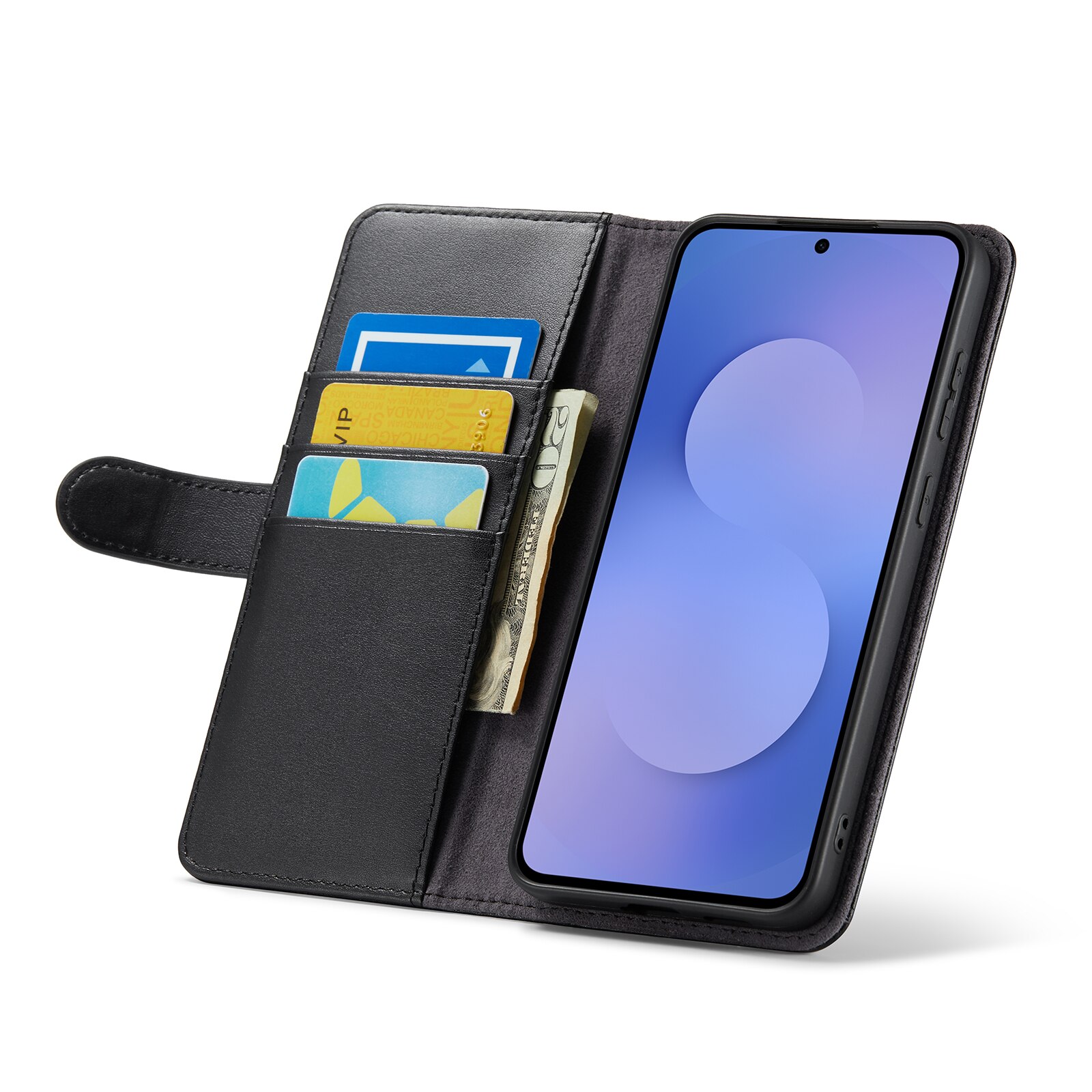 Samsung Galaxy S25 FE Echt lederen hoesje Zwart