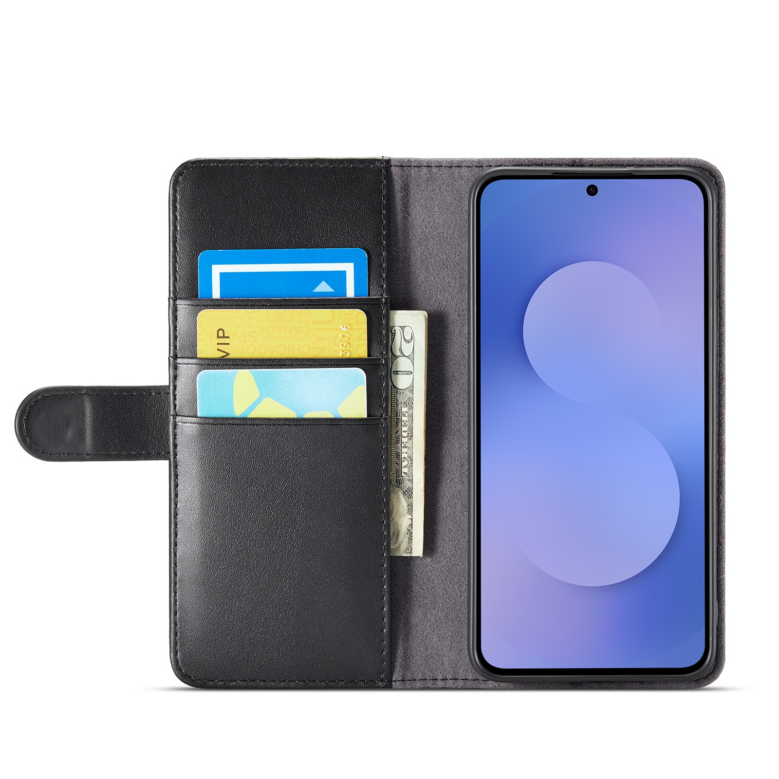 Samsung Galaxy S25 FE Echt lederen hoesje Zwart