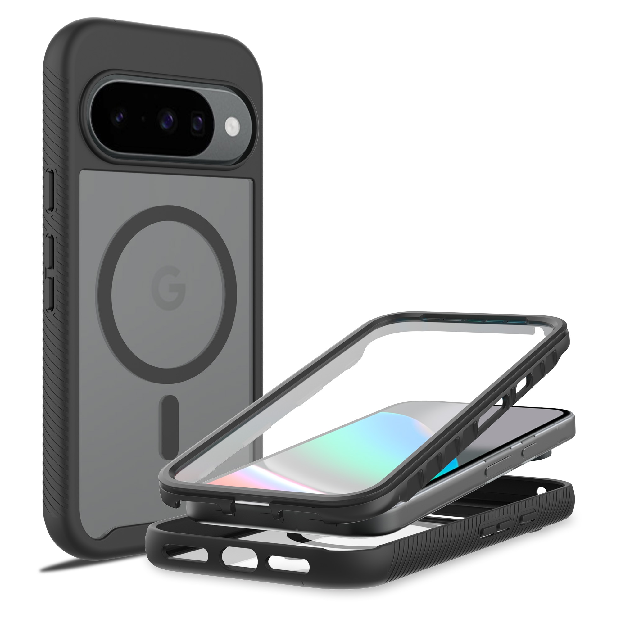 Google Pixel 10 Full Protection Magnetic Case Zwart/transparant
