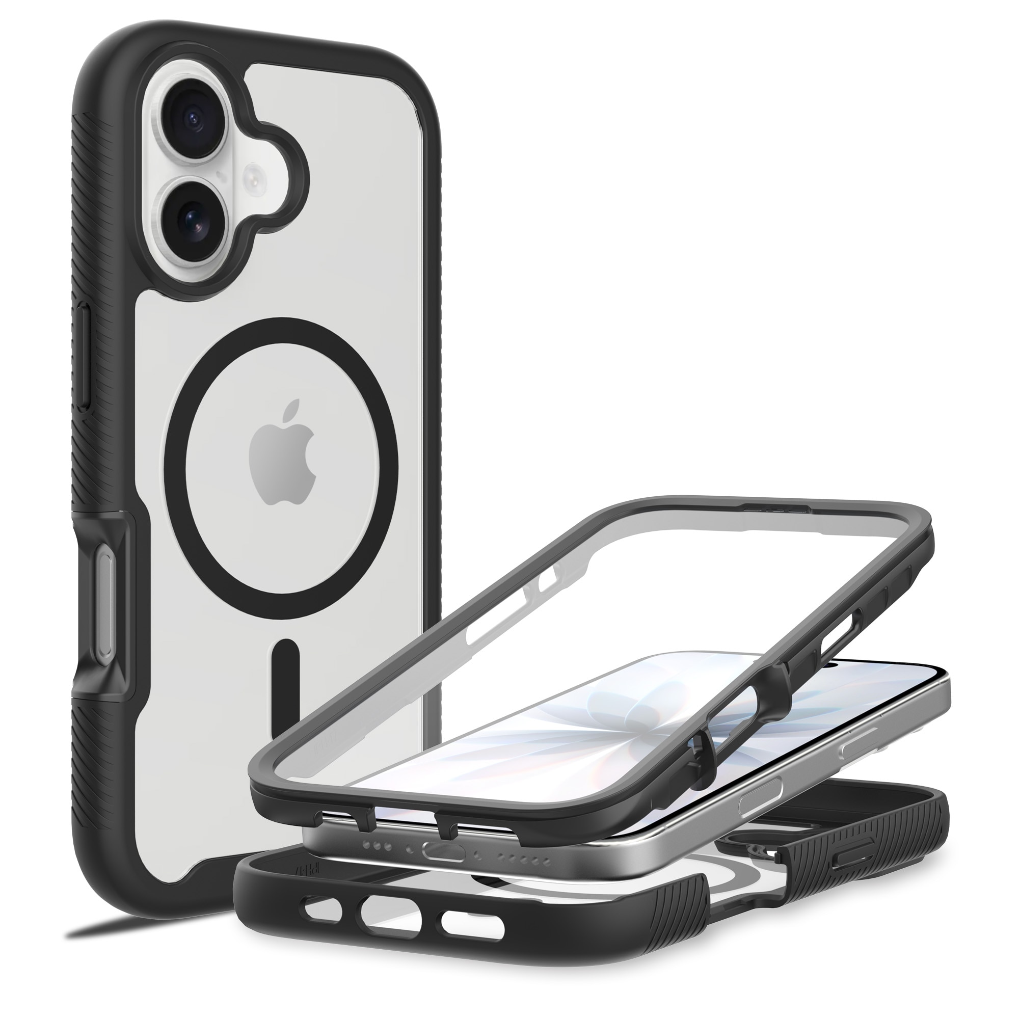 iPhone 17 Full Protection Magnetic Case Zwart/transparant