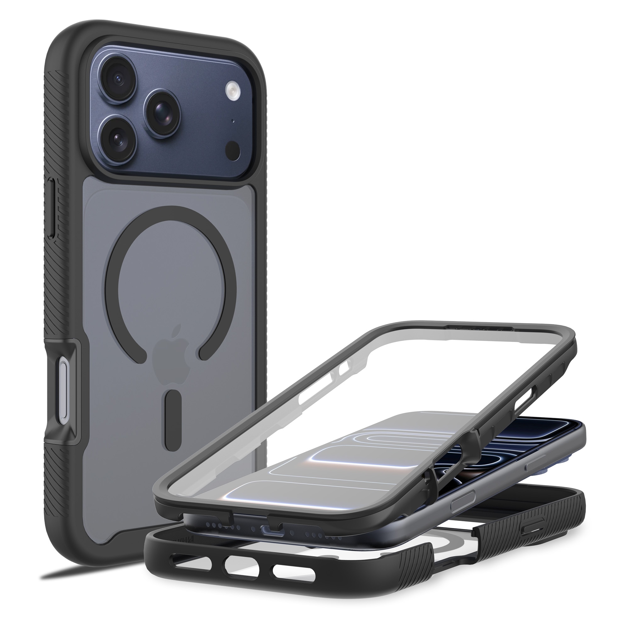 iPhone 17 Pro Full Protection Magnetic Case Zwart/transparant