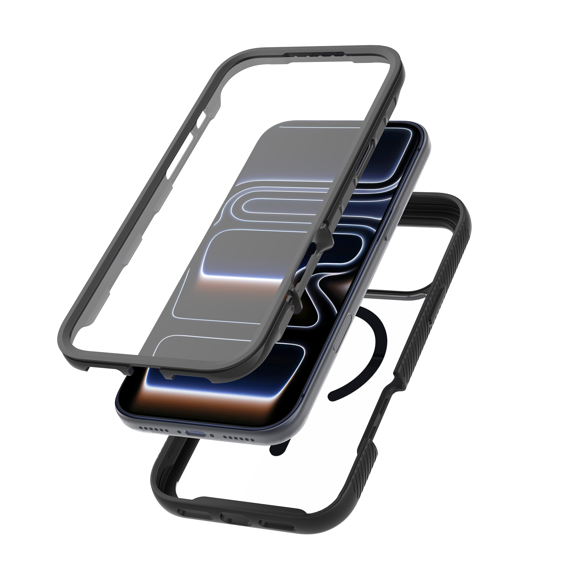 iPhone 17 Pro Full Protection Magnetic Case Zwart/transparant