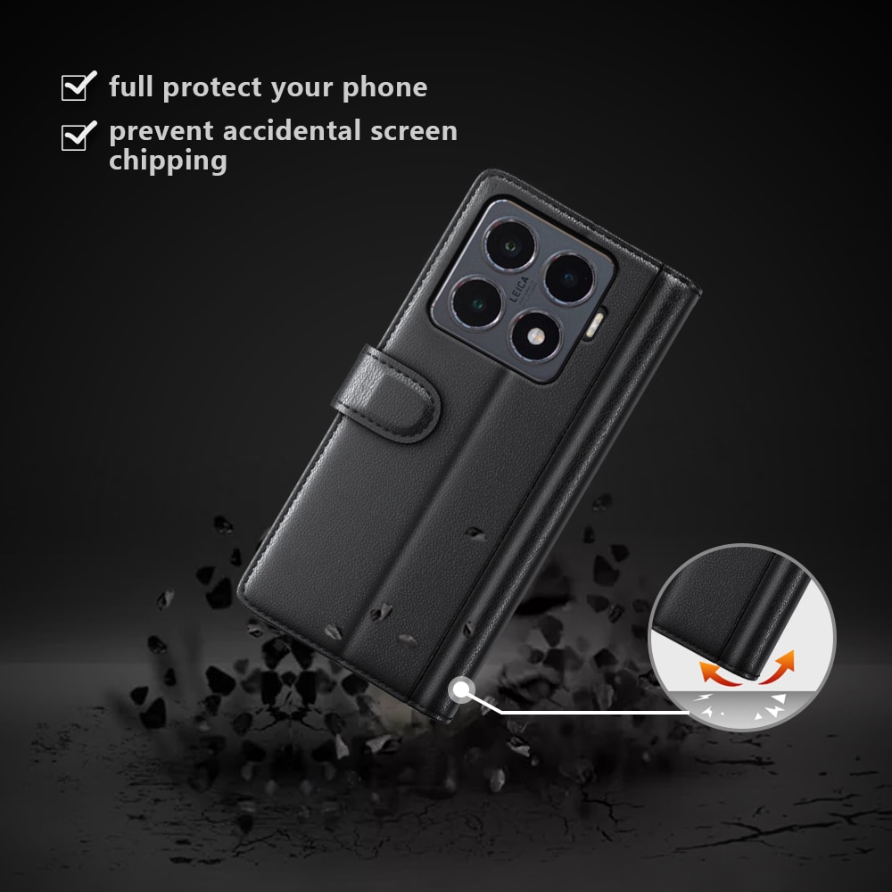 Xiaomi 15T Pro Echt lederen hoesje Zwart