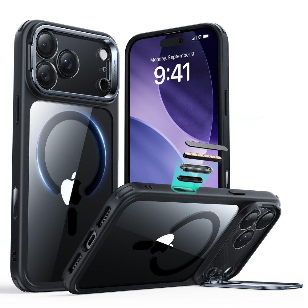 Classic Kickstand HaloLock MagSafe iPhone 17 Pro Max Zwart/transparant