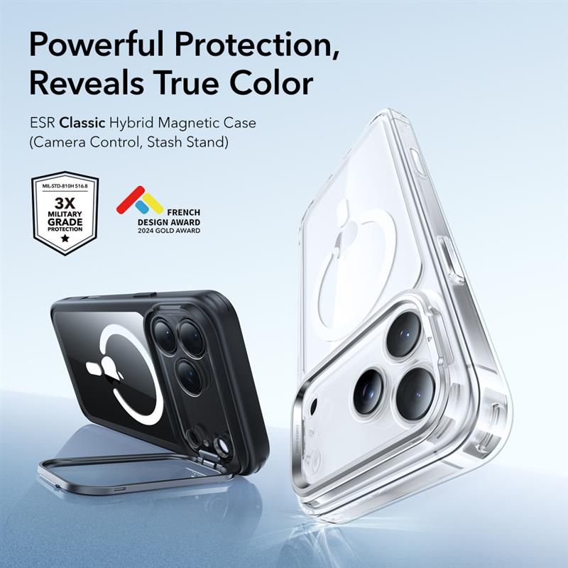 Classic Kickstand HaloLock MagSafe iPhone 17 Pro Max Zwart/transparant