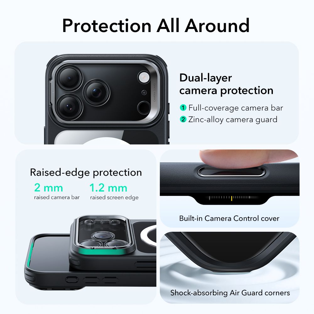 Classic Kickstand HaloLock MagSafe iPhone 17 Pro Max Zwart/transparant