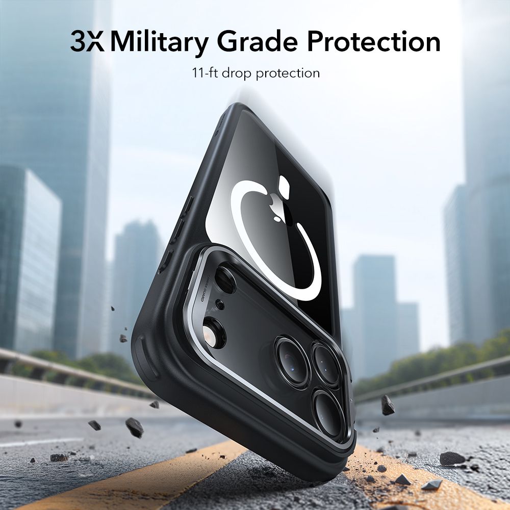 Classic Kickstand HaloLock MagSafe iPhone 17 Pro Max Zwart/transparant