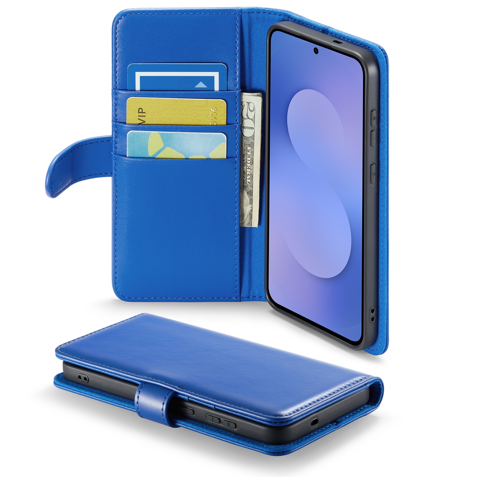 Samsung Galaxy S25 FE Echt lederen hoesje Blauw