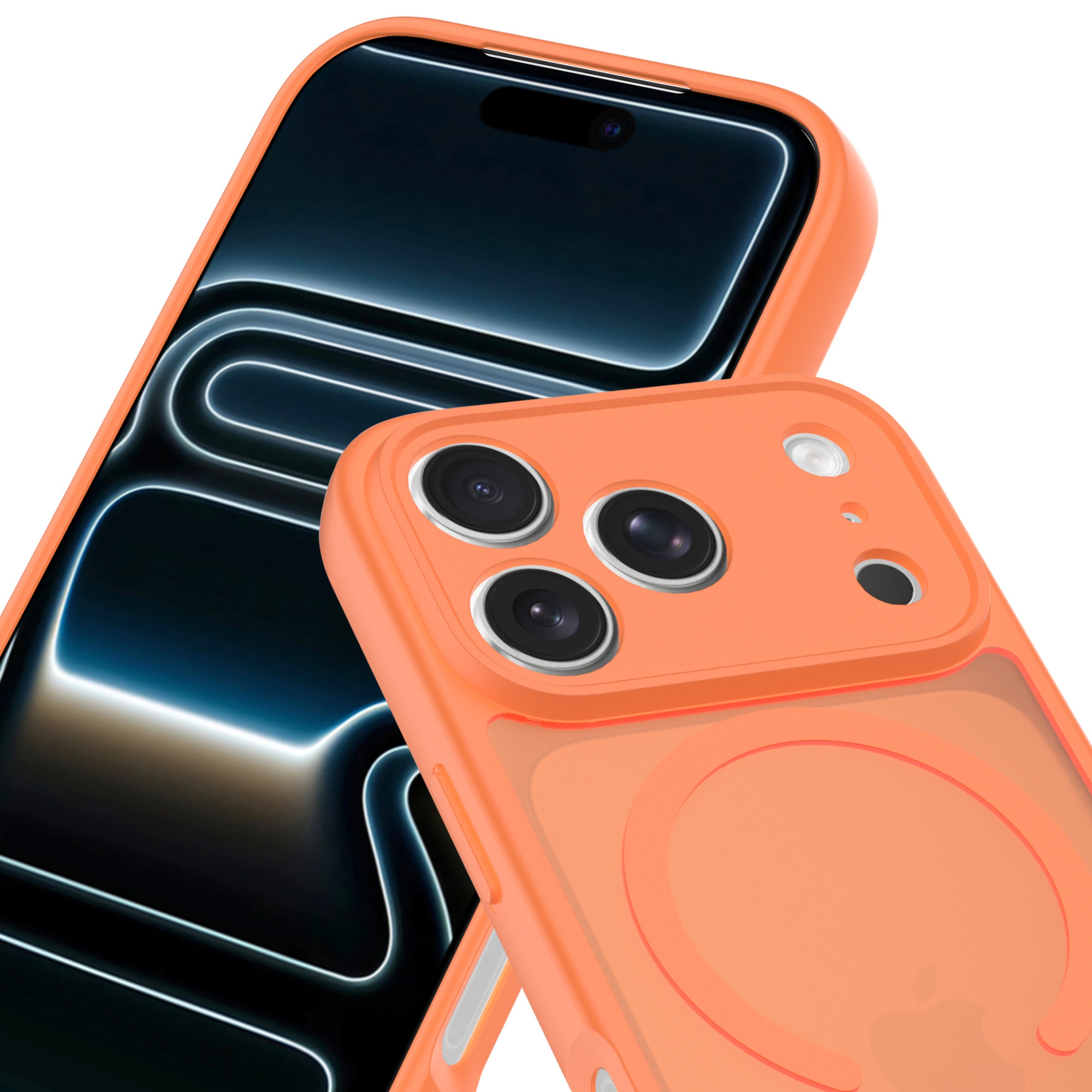 Magnetic Hybrid Hoesje iPhone 17 Pro Max Frosted Orange